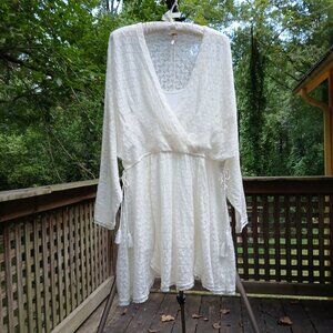 Free People Ivory Soft Crochet  'Snug Bug Wrap Dress'  Sz S